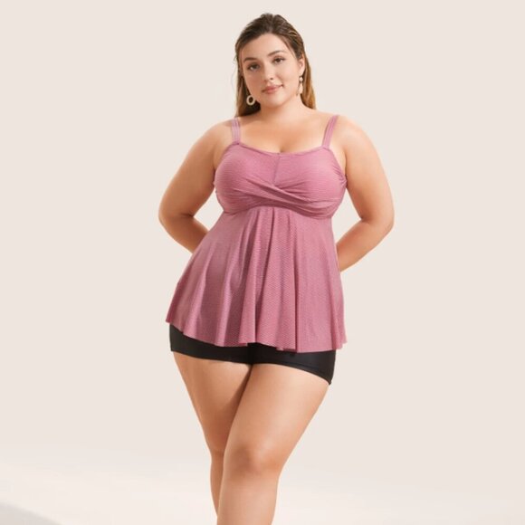 Plus size Plain Twist Front Gathered Swim Top 3XL us size 22 - Picture 3 of 4